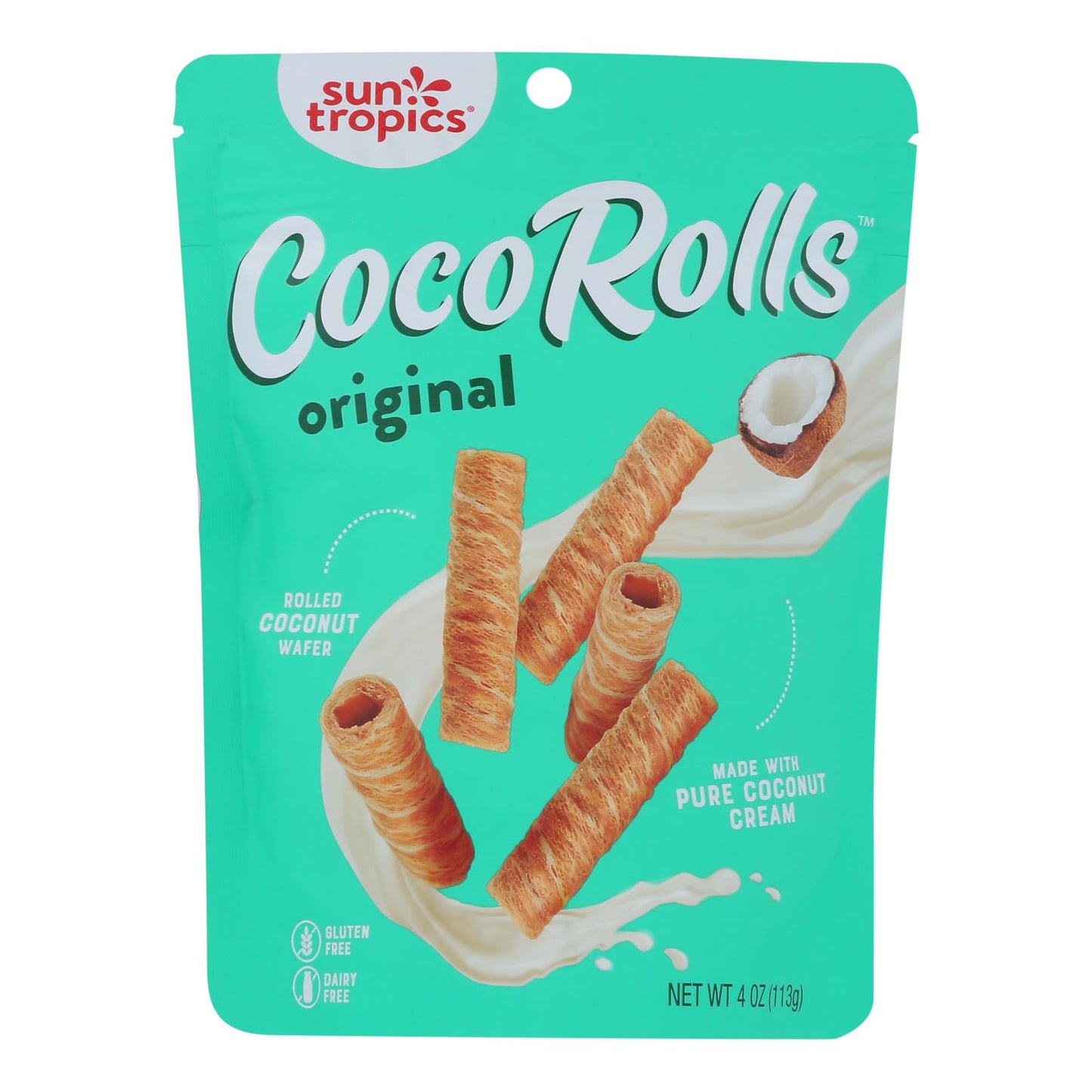 Sun Tropics Coco Rolls Original, Rolled Coconut Wafer - Case Of 12 - 4 Oz