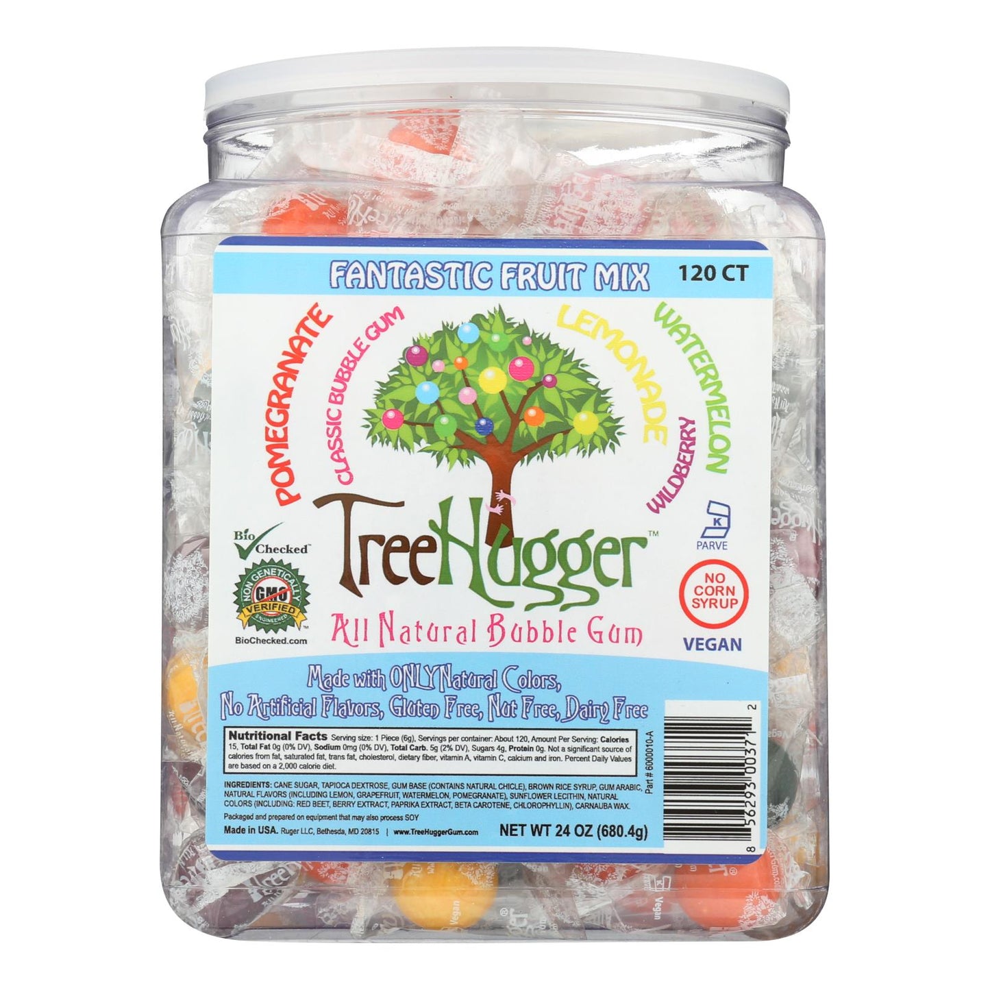 Treehugger Natural Bubble Gum Fantastic Fruit Mix - Case Of 120 - Ct