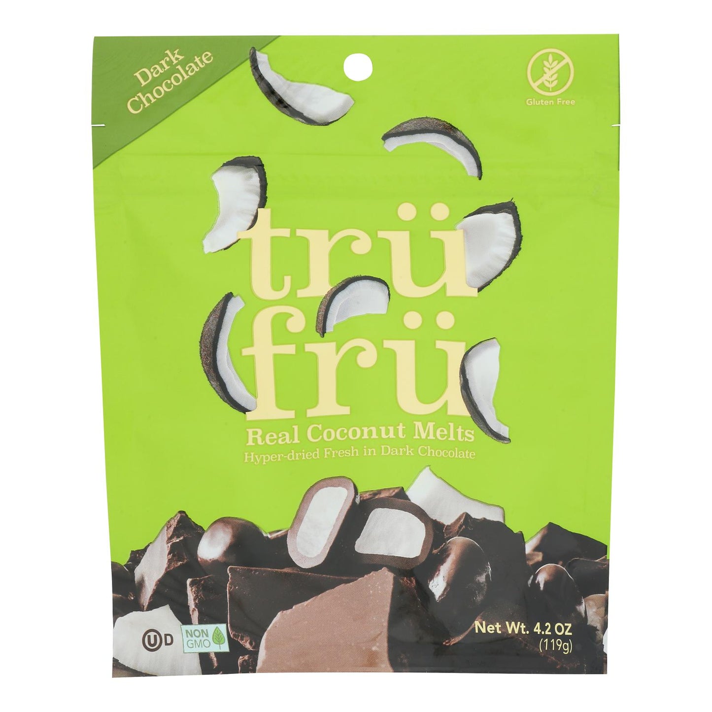 Tru Fru Dark Chocolate Coconut Melts - Case Of 6 - 4.2 Oz