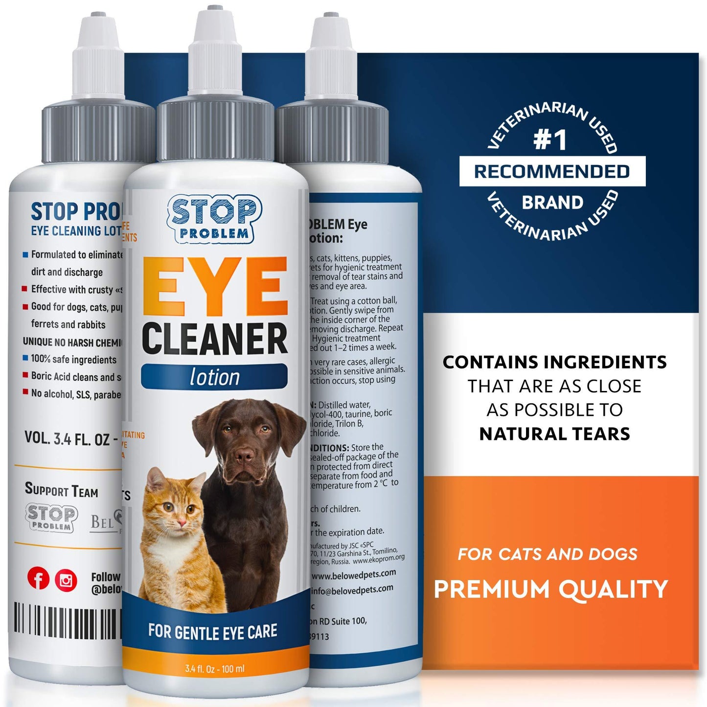 All Pets Eye Wash Drops for Relieve Pink Eye Allergies Symptoms Infections & Runny Dry Eyes Pain Free Treatment Helps Prevent Abrasions Irritations & Conjunctivitis