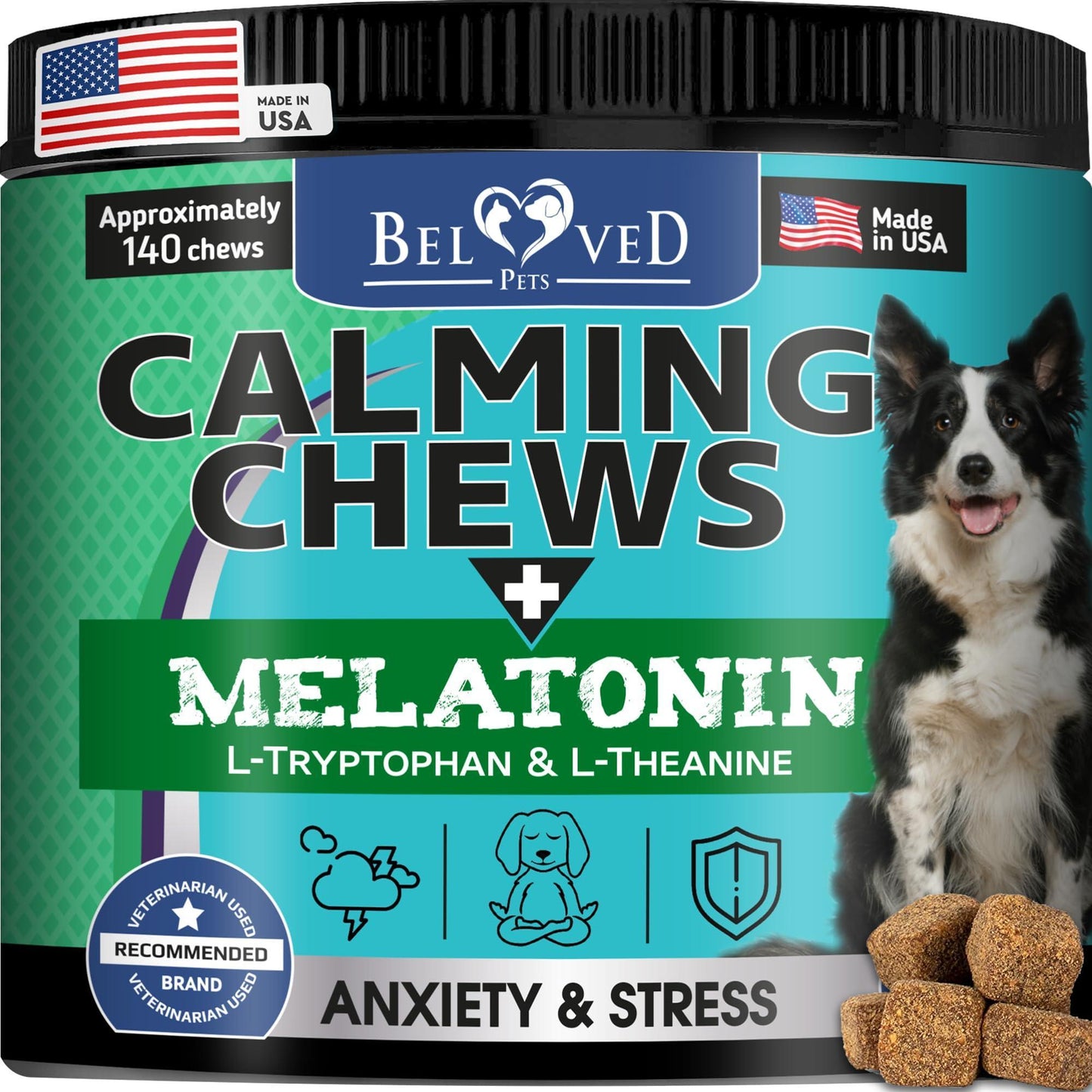Hemp Calming Chews for Dogs & Puppy Pet Separation Anxiety Relief Treats & Calm Aggressive Behavior Melatonin Anti Stress Treatment Help with Thunder Sleep Aid Made in USA (Bacon (For Dogs))