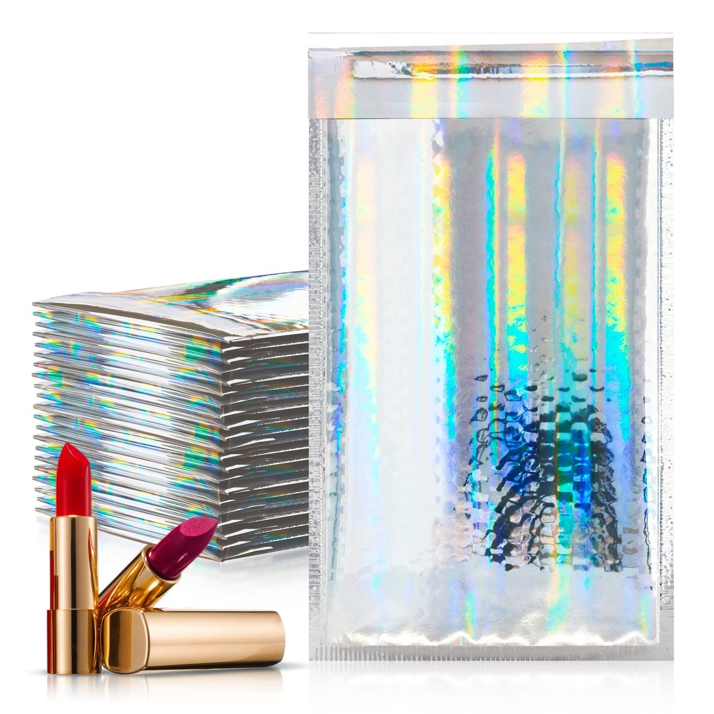 Hologram Metallic Bubble Mailers 9.5 x 13.5 Pack of 25 Opaque Mail Bubble Envelopes with Sturdy Adhesive Line Reliable Padded Shipping Envelopes Waterproof Padded Envelopes Various Sizes