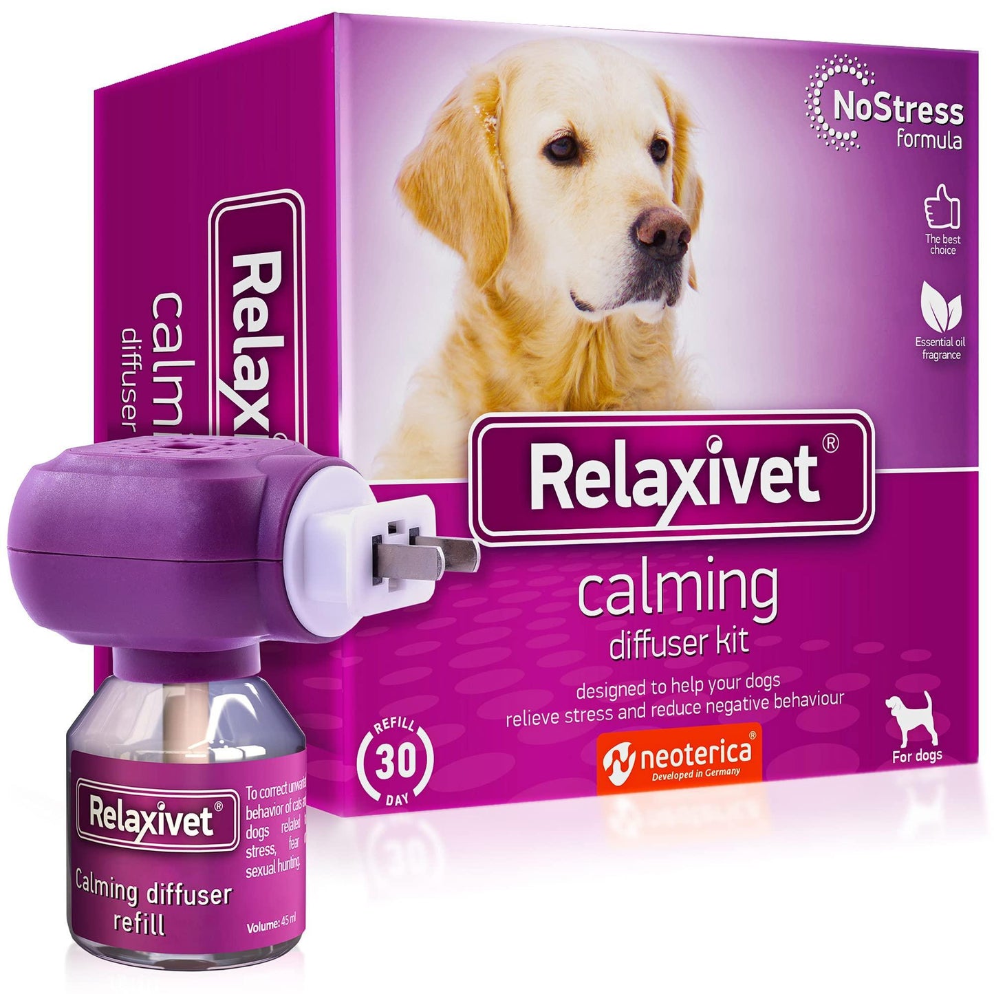 Calming Diffuser Kit for Dogs & Puppy Pet Separation Anxiety Relief & Calm Pheromones Plug Anti Stress Treatment Help with Fireworks Aggression Fighting & Other Problematic Behaviors