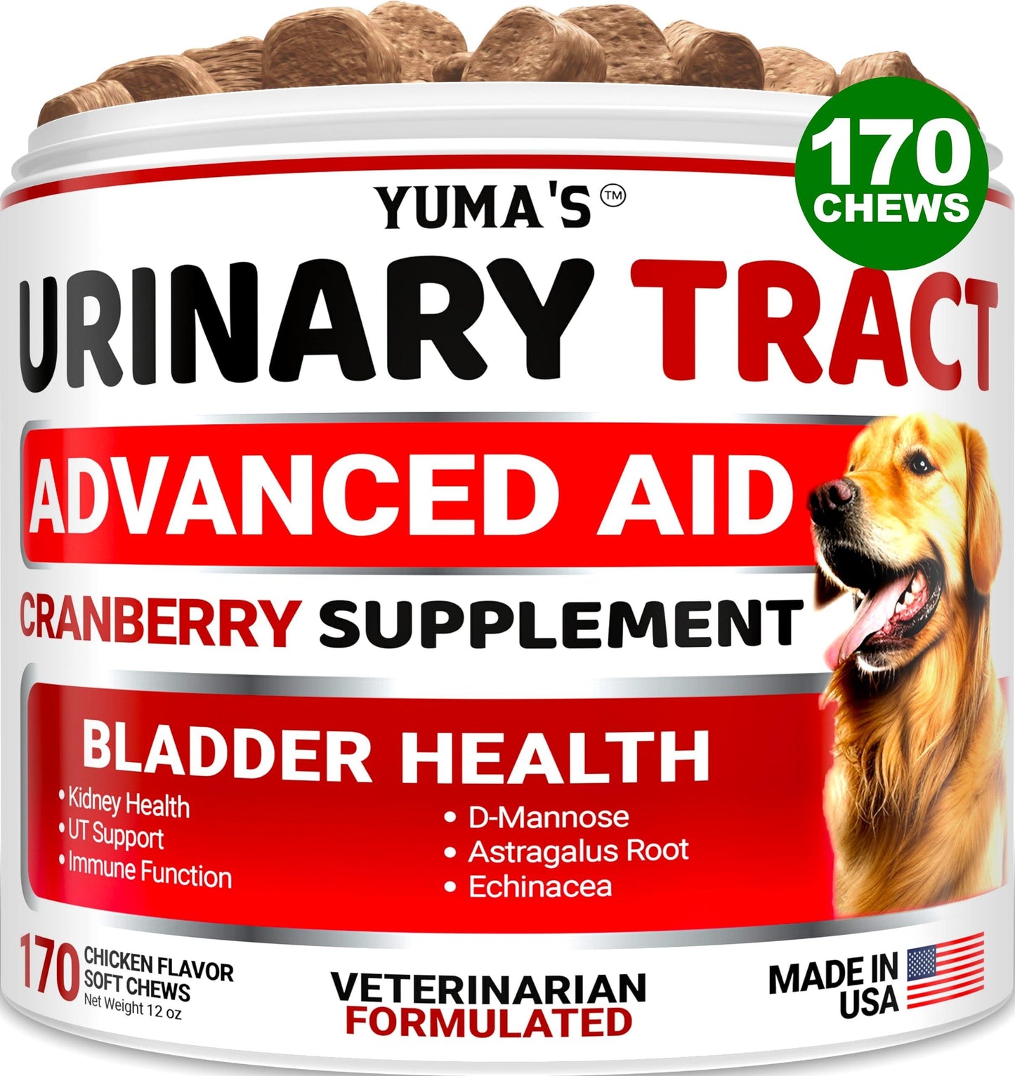 Dog UTI Treatment 170 Treats Cranberry Supplement for Dogs Bladder Control for Dogs Dog Urinary Tract Infection Treatment UTI Medicine for Dogs Multivitamin Dog Vitamins and Supplements