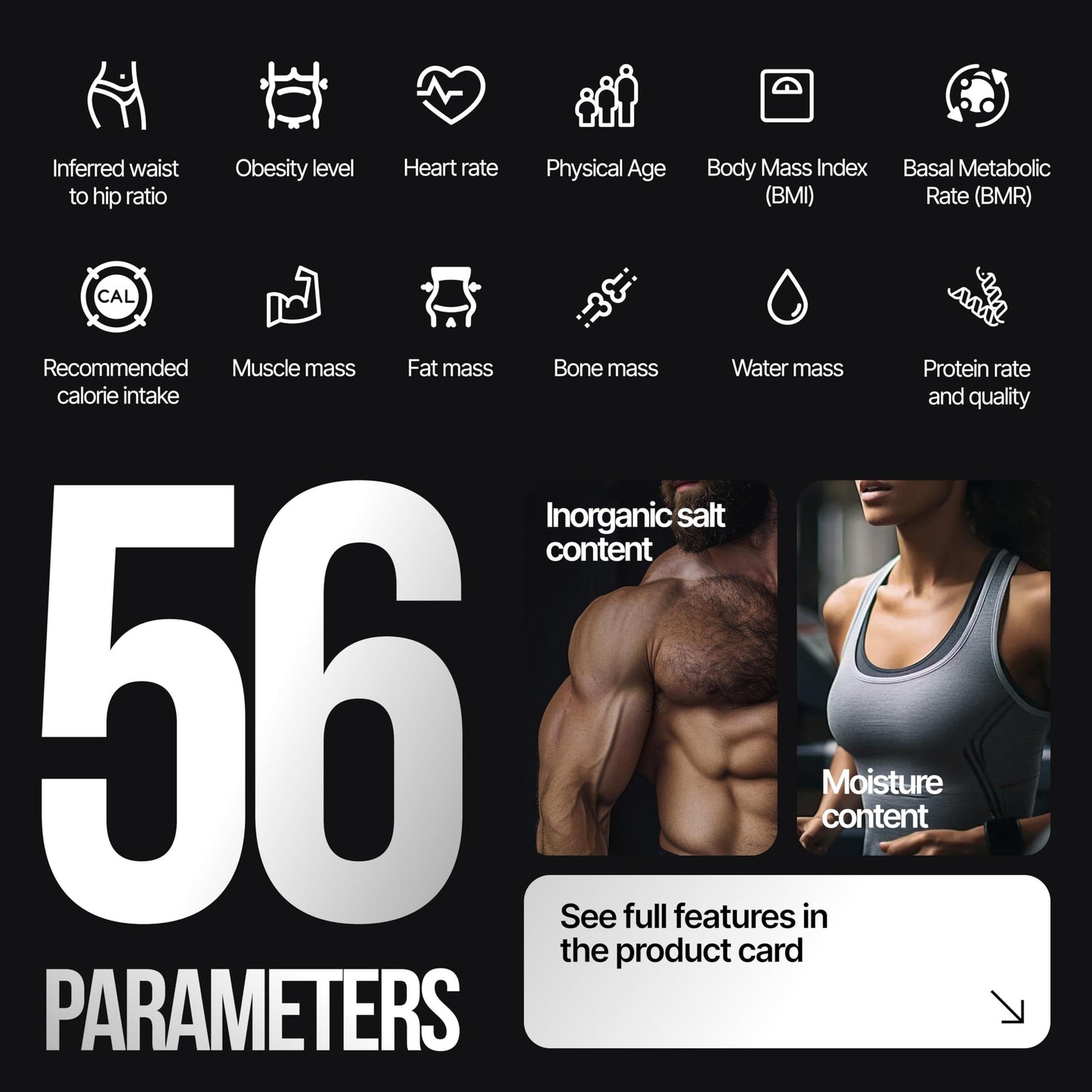 Professional 56 Metrics Smart Body Composition Scale with WiFi BMI BMR Muscle Mass Bioimpedance Analysis Machine Most Accurate Body Fat Scale Digital Apple Health&Google Fit Body Analyzer