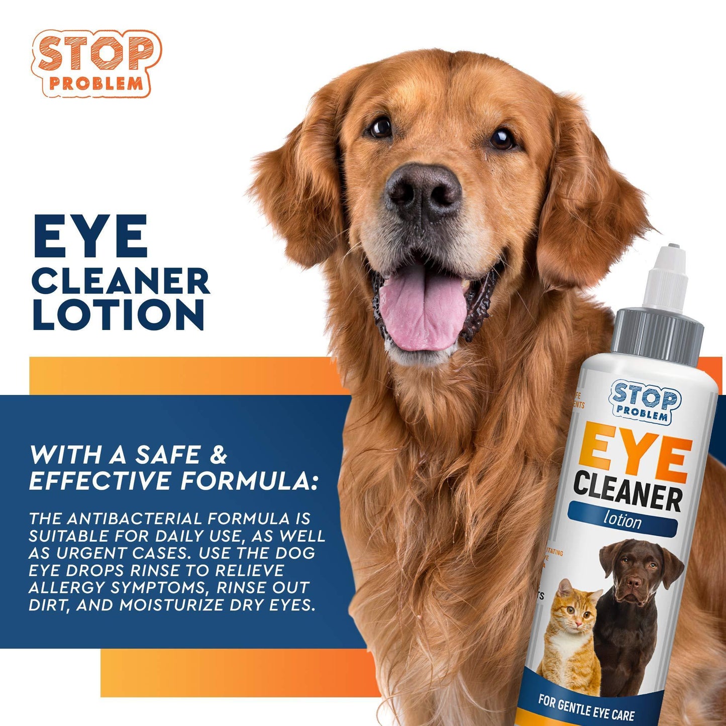 All Pets Eye Wash Drops for Relieve Pink Eye Allergies Symptoms Infections & Runny Dry Eyes Pain Free Treatment Helps Prevent Abrasions Irritations & Conjunctivitis