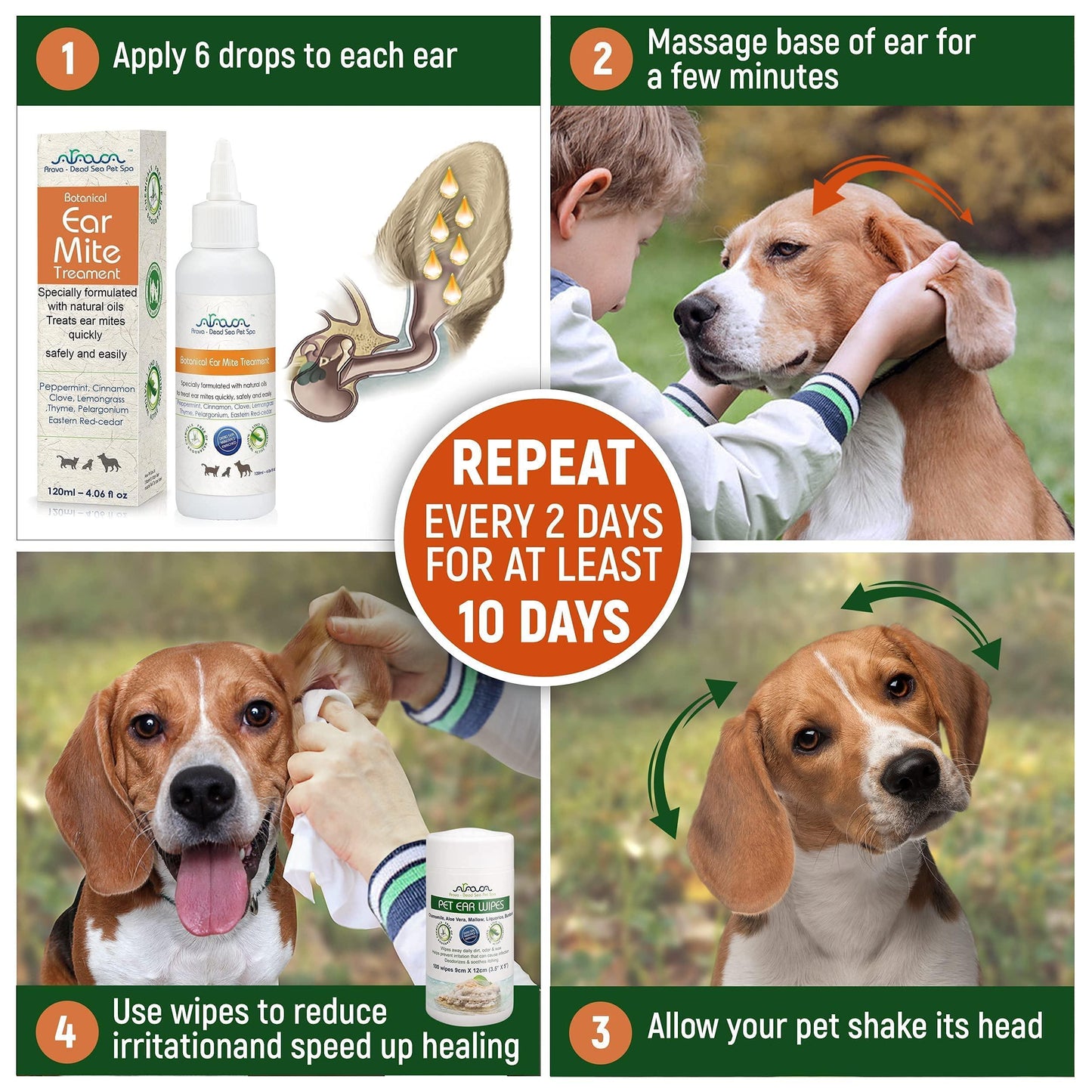 Arava Natural Ear Mite Treatment for Dogs & Cats Pet Ear Mites Infection Cleaner Treat Inaccessible Areas & Prevent Infections NOT for Cats Under 13 LBS & Puppies Under 9 Months
