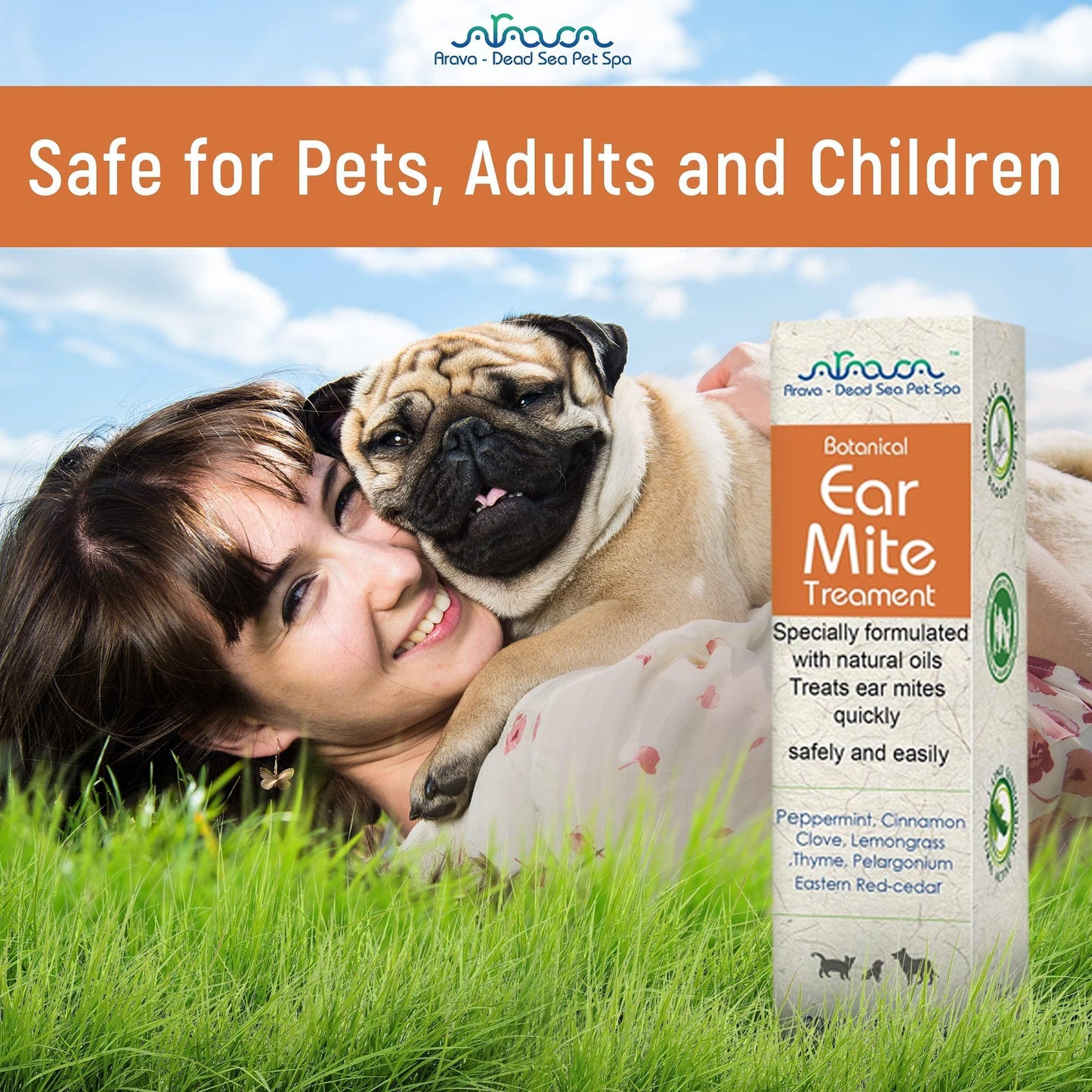Arava Natural Ear Mite Treatment for Dogs & Cats Pet Ear Mites Infection Cleaner Treat Inaccessible Areas & Prevent Infections NOT for Cats Under 13 LBS & Puppies Under 9 Months