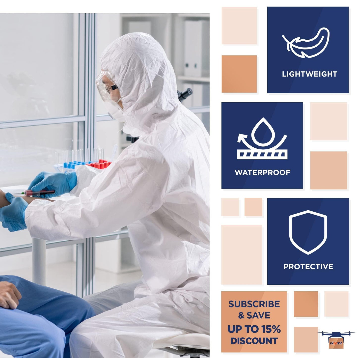 Disposable Coveralls with Hood Boots Medium Pack of 5 White Paint Coveralls Disposable SF PP 60 GSM Waterproof Hazmat Suits Disposable Elastic Wrists Zipper Unisex Disposable Coverall