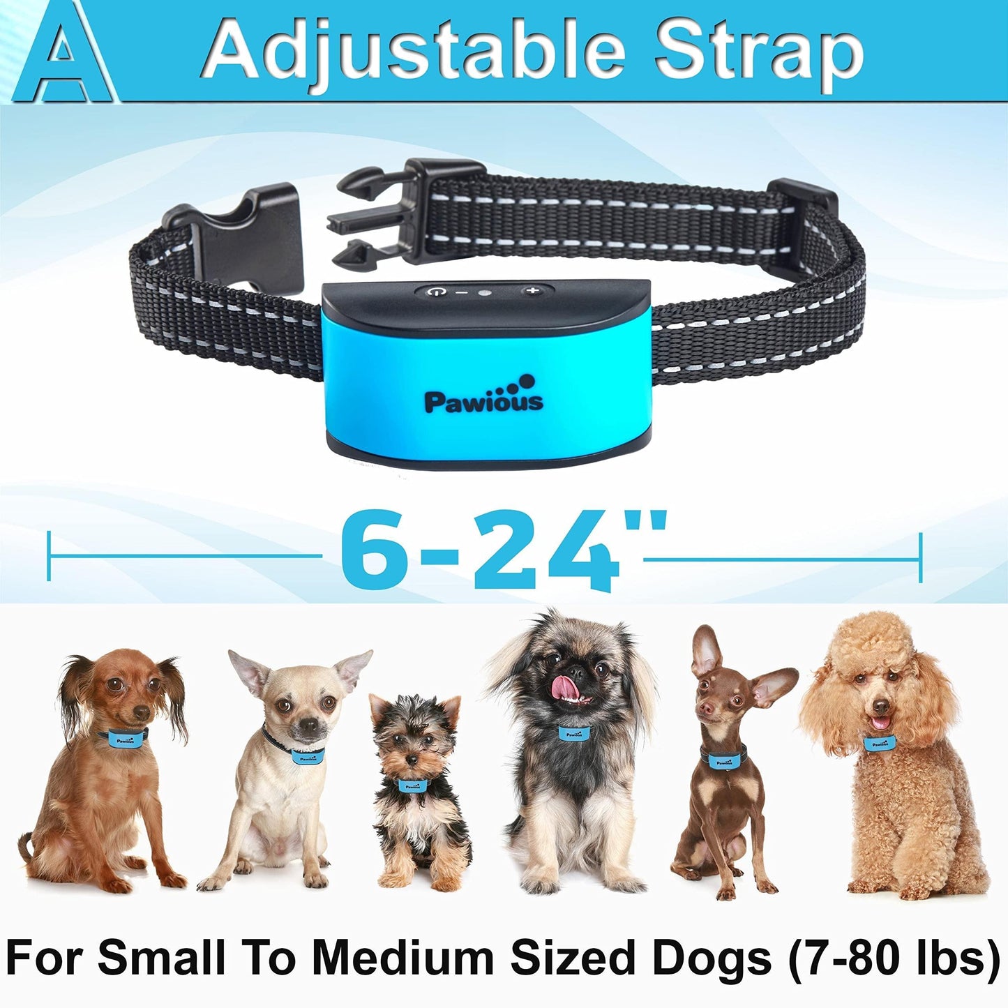 Small Dog Bark Collar Humane No Shock Rechargeable Anti Barking Collar No Harmful Prongs Sound and Vibration 7 Sensitivity Levels for Small and Medium Dogs