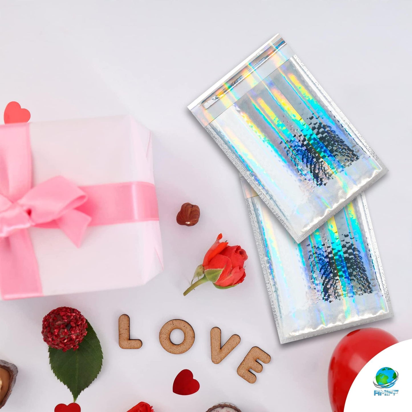 Hologram Metallic Bubble Mailers 9.5 x 13.5 Pack of 25 Opaque Mail Bubble Envelopes with Sturdy Adhesive Line Reliable Padded Shipping Envelopes Waterproof Padded Envelopes Various Sizes
