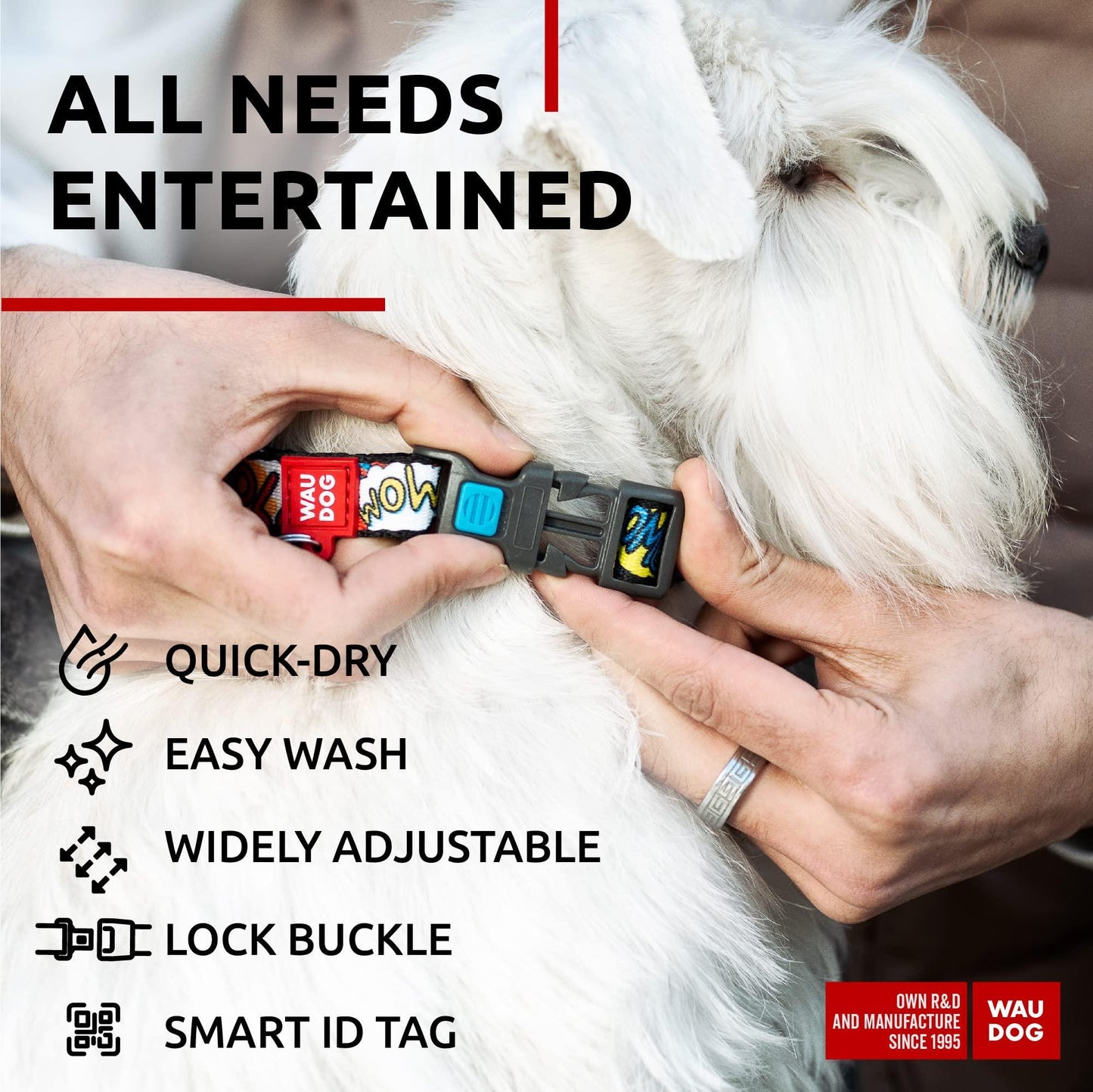 Nylon Dog Collar Adjustable Dog Collar for Large Dogs Small & Medium Dogs Breakaway Puppy Collars for Large Breed Dogs Boy & Girl Dog Collars with Durable Plastic Buckle and QR Dog Tag