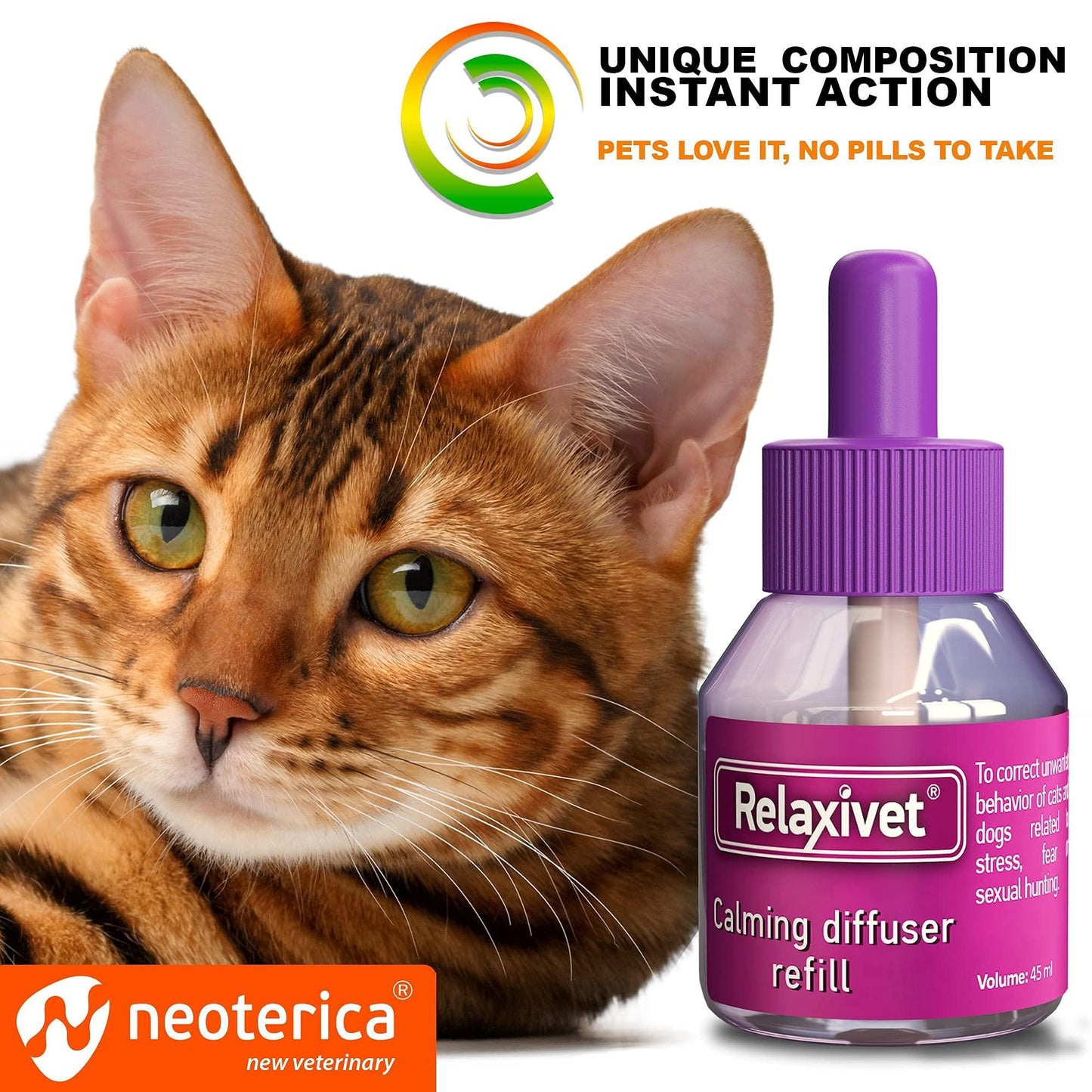 Calming Cat Diffuser Refill & Anti Anxiety Pet Products Feline Calm Pheromones & Cats Comfort Stress Relief with New Zone Fighting with Dogs & Behavior Control (2 Refills (Diffuser not included))
