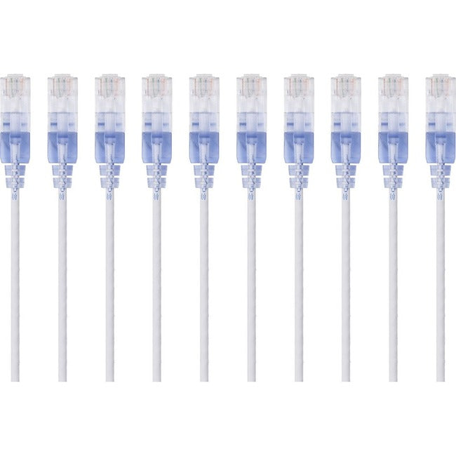 Monoprice 10-Pack,SlimRun Cat6A Ethernet Network Patch Cable, 5ft White