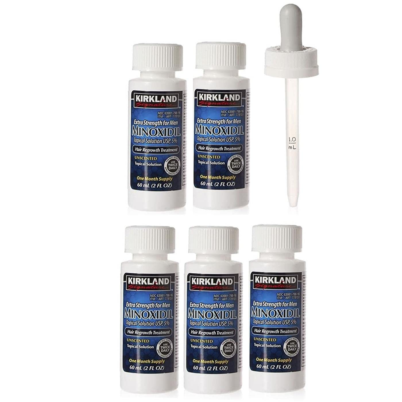 Kirkland 5% Minoxidil Extra Strength Liquid Hair Loss and Hair Regrowth Treatment 5-Month