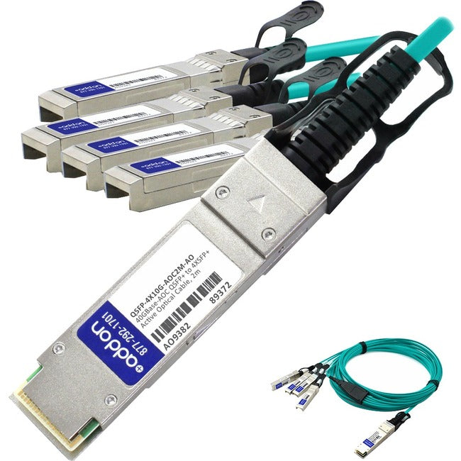 AddOn Cisco QSFP-4X10G-AOC2M Compatible TAA Compliant 40GBase-AOC QSFP+ to 4xSFP+ Direct Attach Cable (850nm, MMF, 2m)