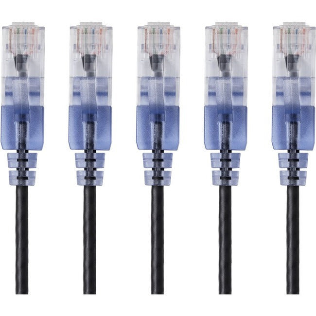Monoprice 5-Pack, SlimRun Cat6A Ethernet Network Patch Cable, 10ft Black