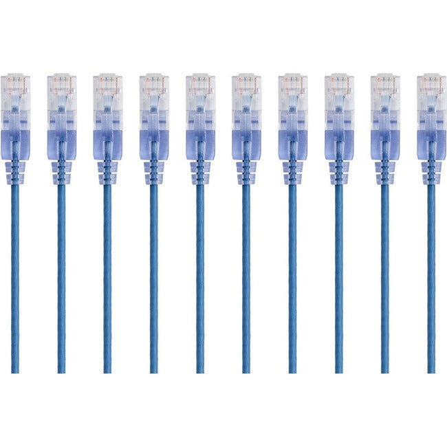 Monoprice 10-Pack, SlimRun Cat6A Ethernet Network Patch Cable, 14ft Blue