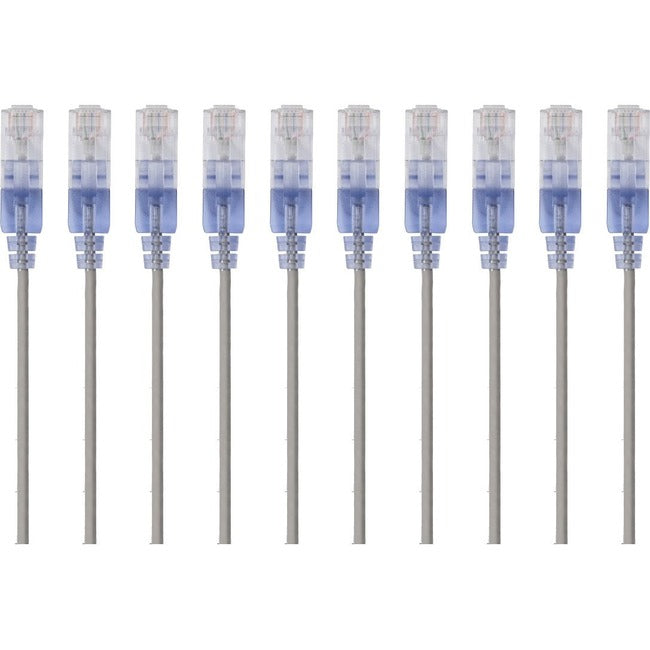 Monoprice 10-Pack, SlimRun Cat6A Ethernet Network Patch Cable, 14ft Gray