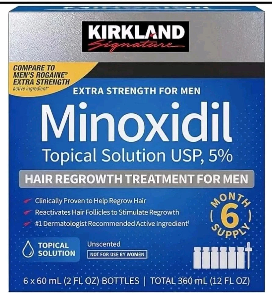 Kirkland 5% Minoxidil Extra Strength Liquid Hair Loss and Hair Regrowth Treatment 6-Month