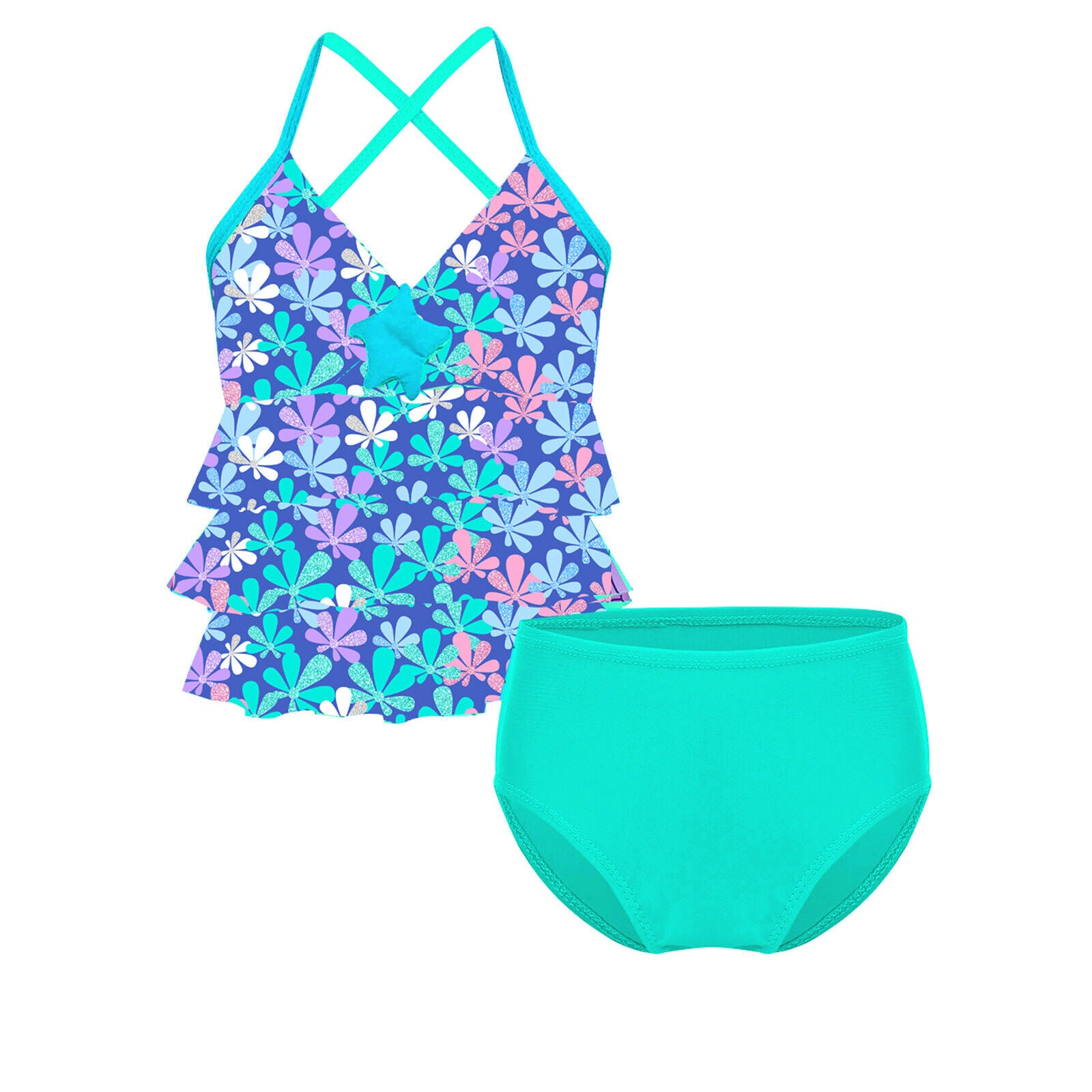 💦 Splash into Summer Fun with Kids Girls Tankini Swimsuit Bikini Sets - Perfect Bathing Suits for Little Water Lovers! 🌞🌈