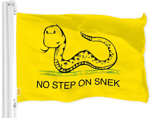 No Step on Snek Cute Cartoon Flag | 3x5 Ft | LiteWeave Pro Series Printed 150D Poly | Novelty Flag Indoor Outdoor Vibrant Colors Brass Grommets Thicker and More Durable Than 100D 75D Poly