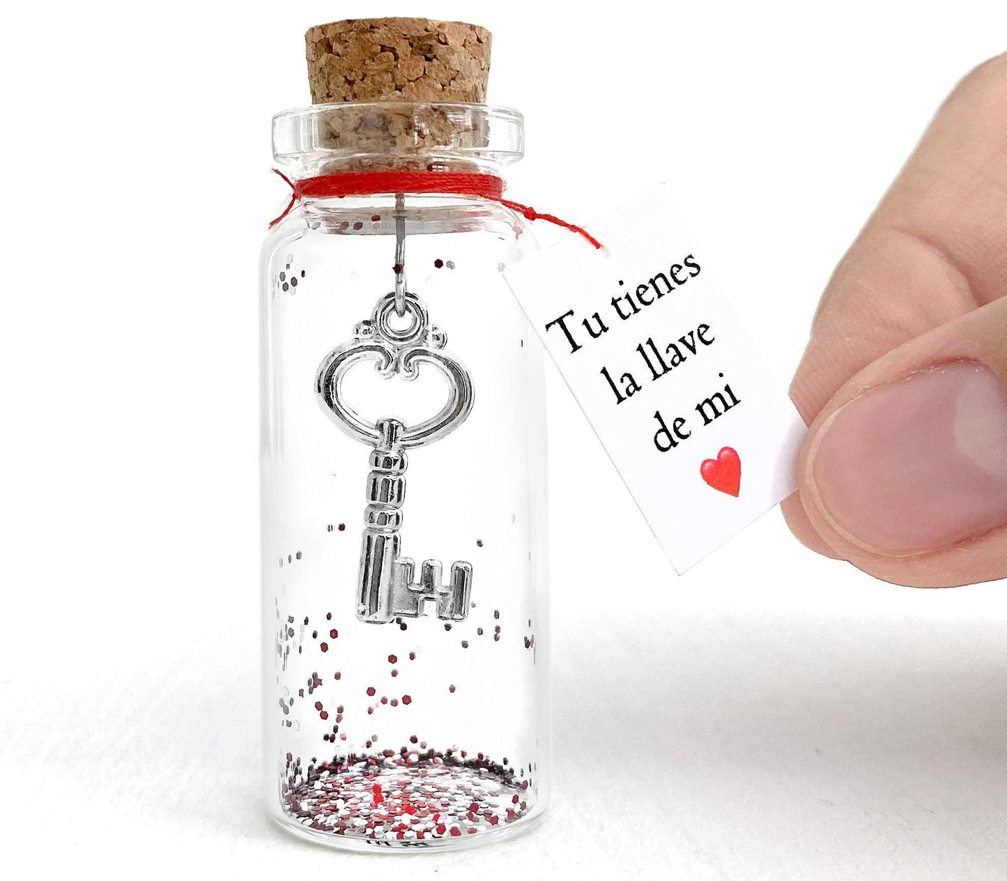 Mensaje romántico en una botella para regalar a tu novio o novia   Tarro de los deseos con una tarjeta para tu esposo o esposa (in a bottle Tu tienes la llave de mi corazón)