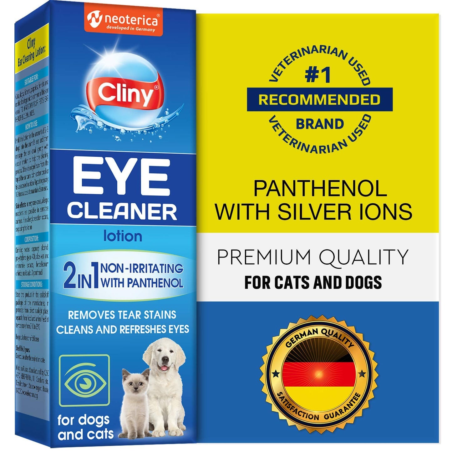 Cat & Dog Eye Wash Drops & Tear Stain Remover Cleaner | Eye Infection Treatment Helps Prevent Pink Eye Relief Allergies Symptoms Runny Dry Eyes   Safe for Small Animals