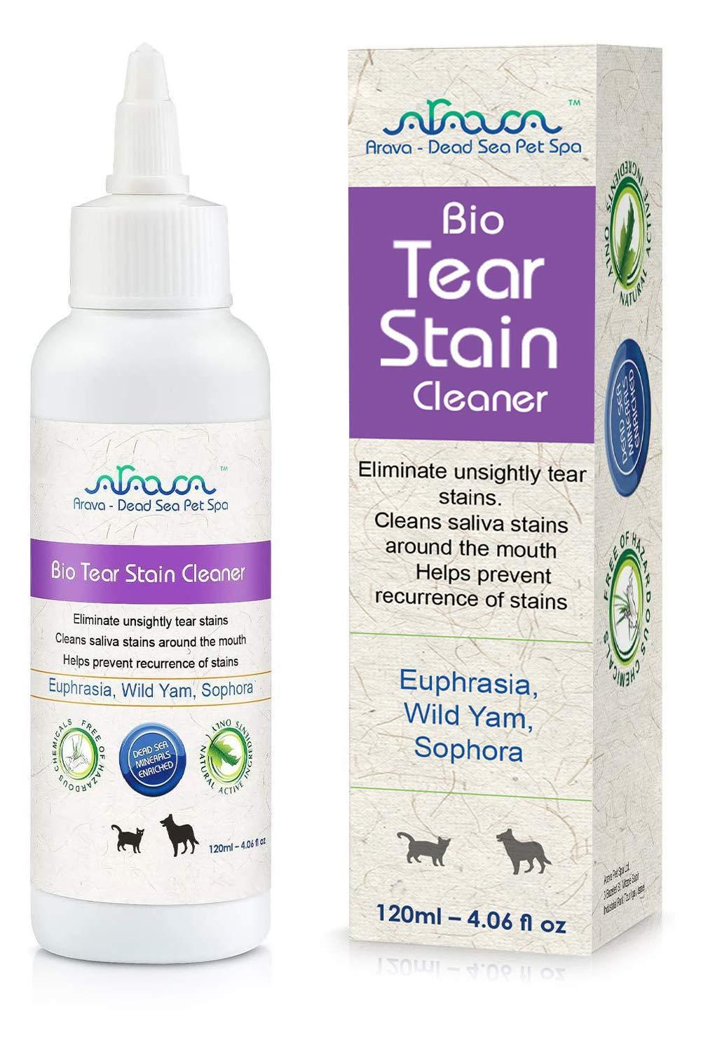 Arava   Tear Stain Remover   Eye Stain Cleaner for Dogs & Cats   Natural Ingredients & 26 Dead Sea Minerals   Safe & Effective for Pets   Removes Tear & Saliva Stains & Prevents New Ones