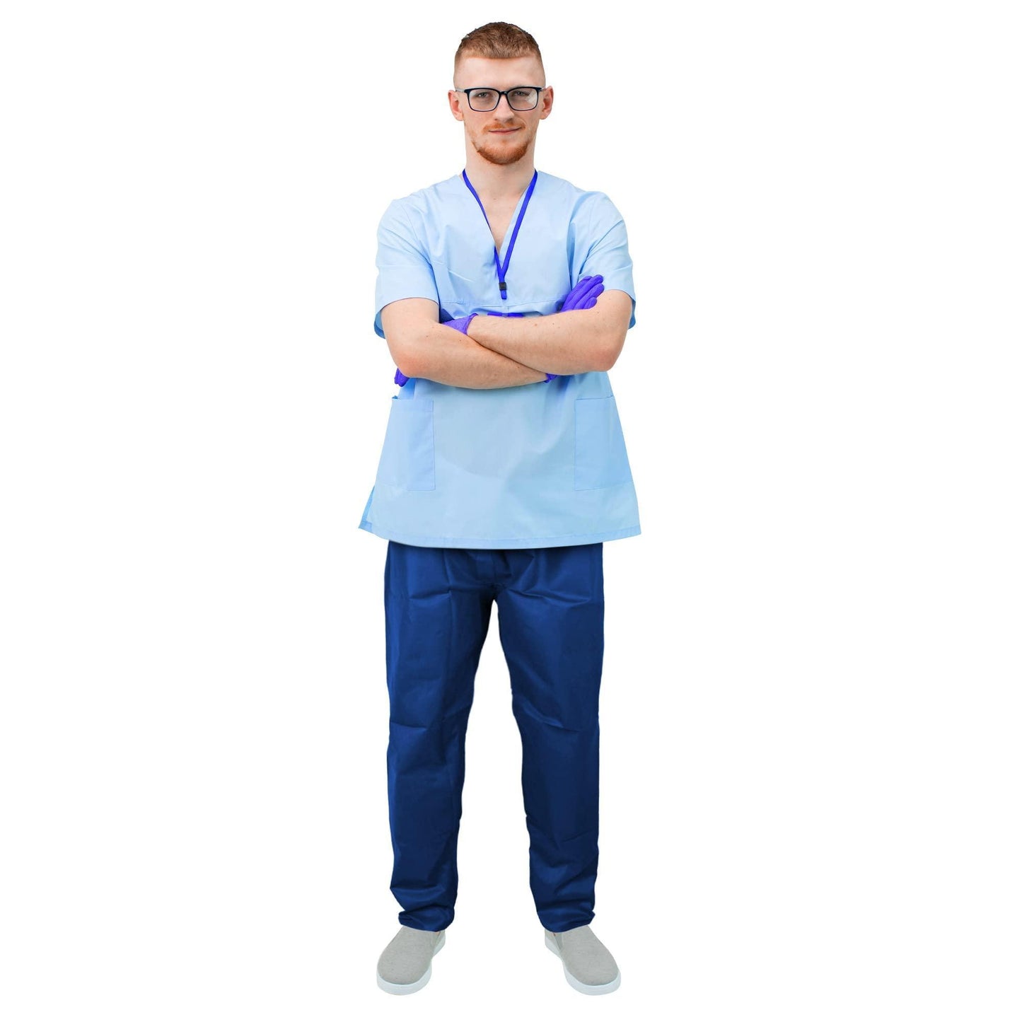 Disposable Scrub Pants for Men Women S Pack of 10 Dark Blue Disposable Scrubs Bottoms with Waist Ties 2 Pockets Breathable Soft SPP Disposable Pants Medical for Hospital Painting