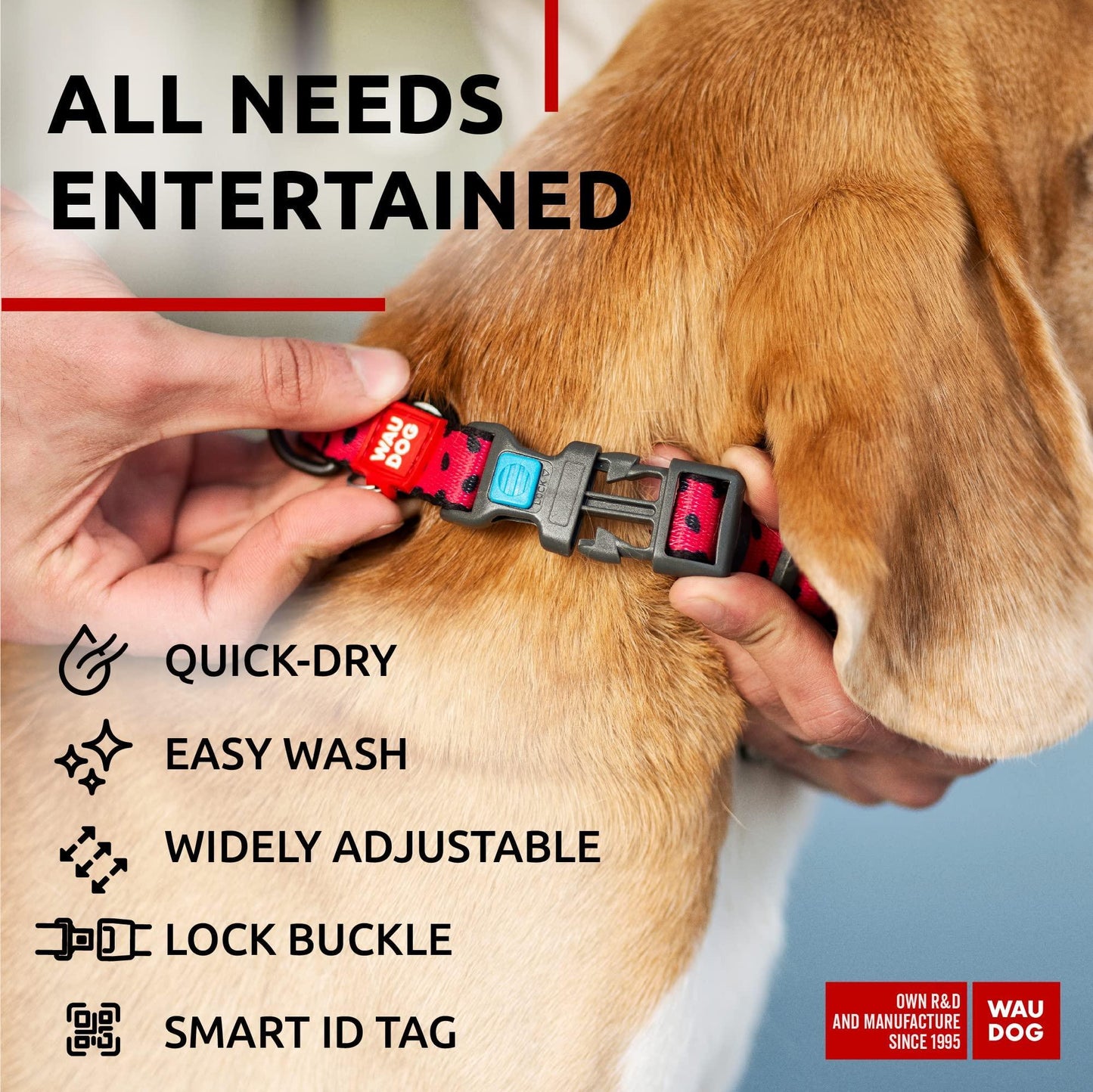Nylon Dog Collar   Adjustable Dog Collar for Large Dogs Small & Medium Dogs   Breakaway Puppy Collars for Large Breed Dogs   Boy & Girl Dog Collars with Durable Plastic Buckle and QR Dog Tag