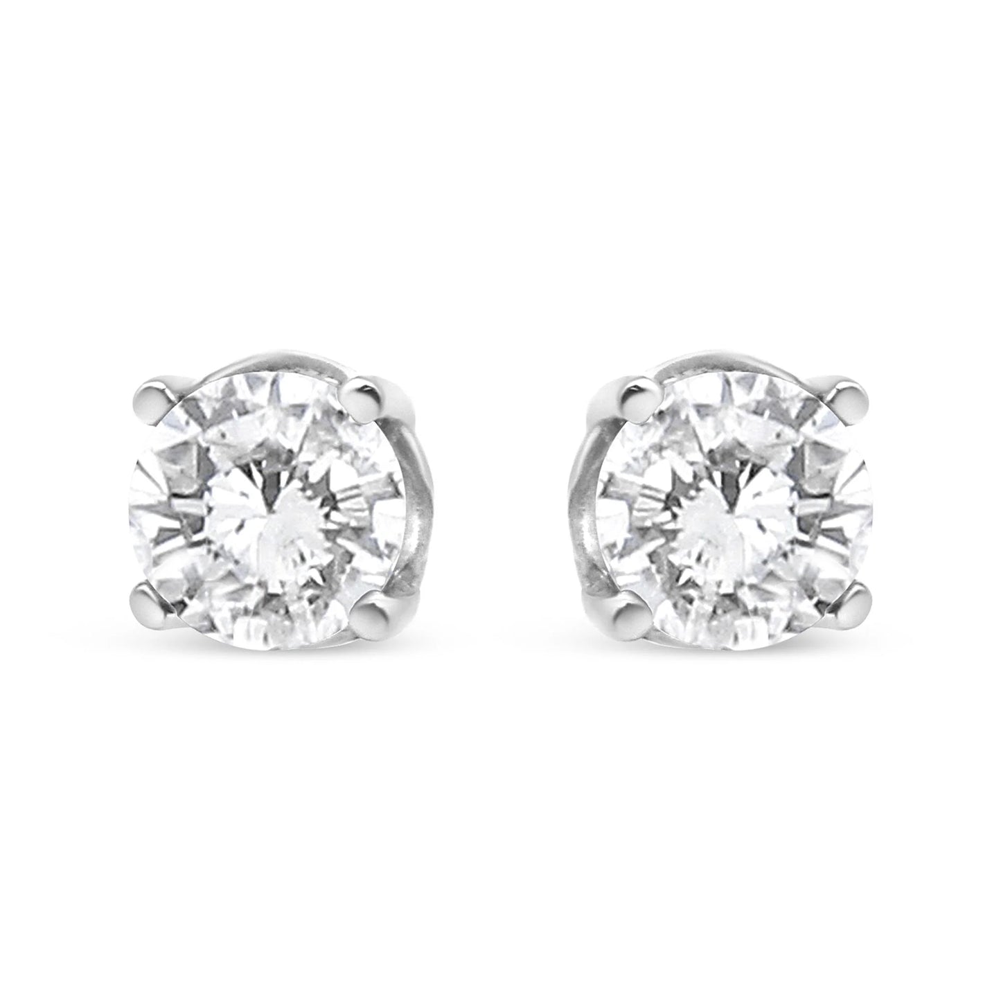 14K White Gold 3/4 Cttw Lab Grown Diamond 4-Prong Classic Stud Earrings (F-G Color, VS2-SI1 Clarity)