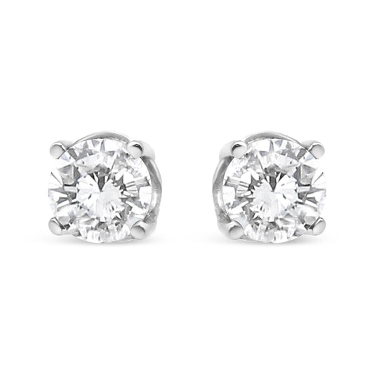 14K White Gold 3/4 Cttw Lab Grown Diamond 4-Prong Classic Stud Earrings (F-G Color, VS2-SI1 Clarity)