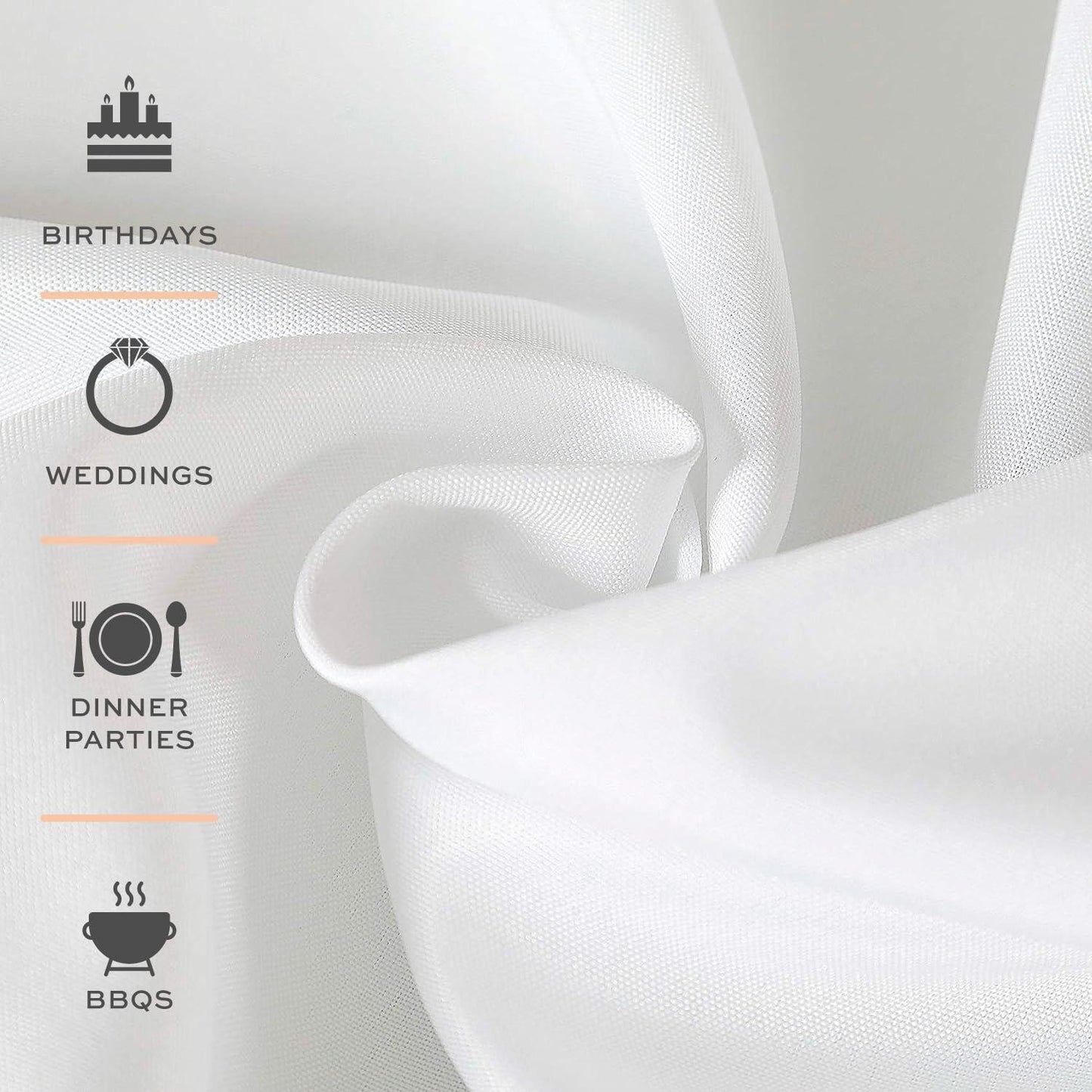 2 Square Tablecloth Covers 70x70 Inch | Table Cloths for Square or Round Table | 200 GSM Washable Wrinkle Resistant Fabric for Weddings Kitchen Restaurant | White | 2 Pack