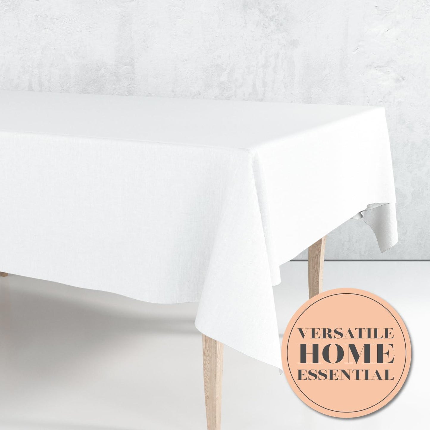 2 Square Tablecloth Covers 85x85 Inch | Table Cloths for Square or Round Table | 200 GSM Washable Wrinkle Resistant Fabric for Weddings Kitchen Restaurant | White | 2 Pack