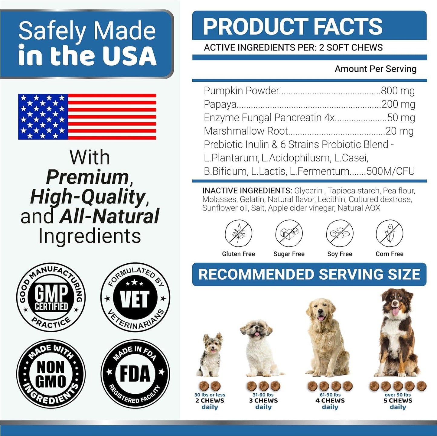 2 Pack Probiotics for Dogs and Digestive Enzymes   Dog Probiotics Chews   Dog Probiotic   Anti Diarrhea Upset Stomach & Gas Relief Constipation Canine Prebiotic   Pet Fiber Supplement