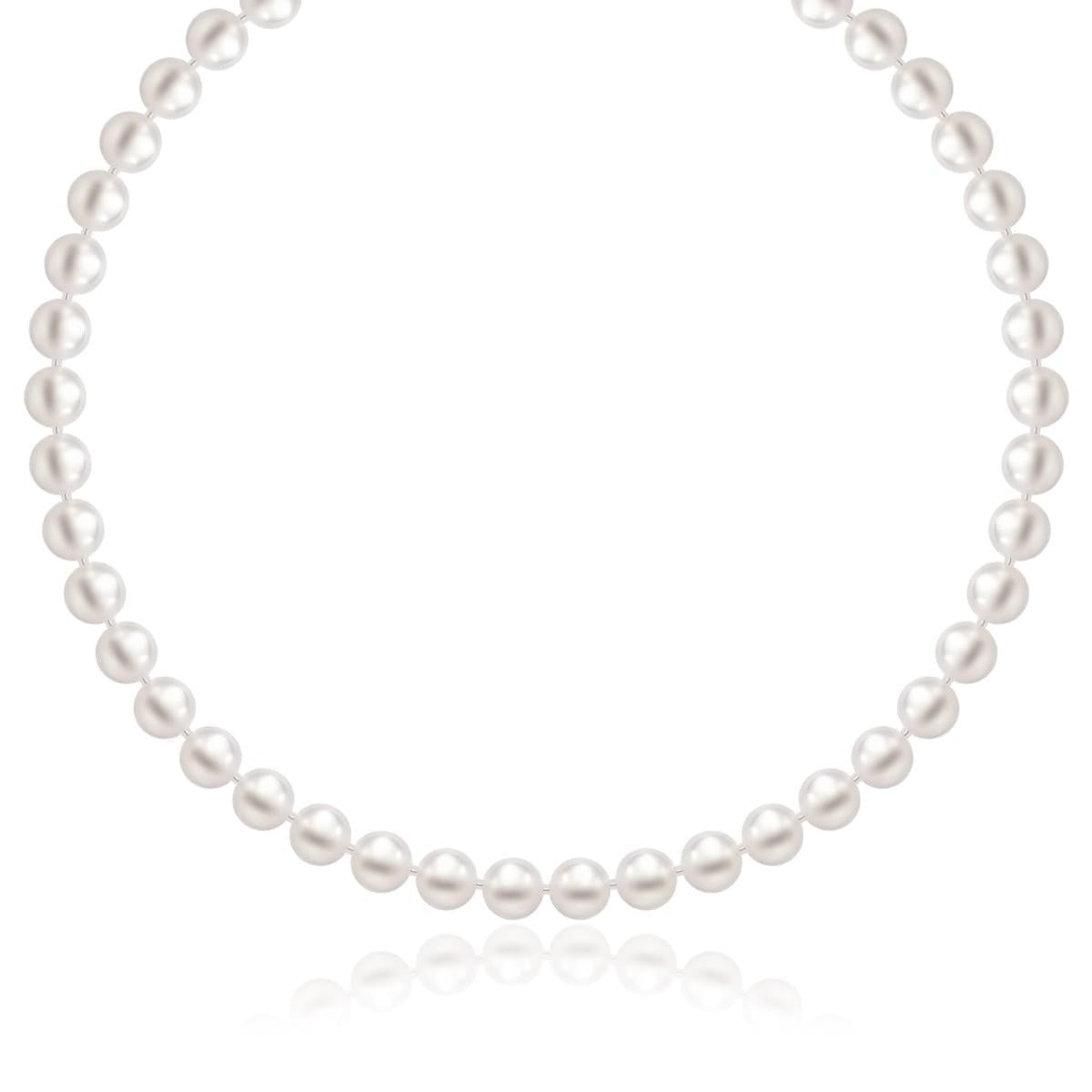 14k Yellow Gold Necklace with White Freshwater Cultured Pearls (6.0mm to 6.5mm)