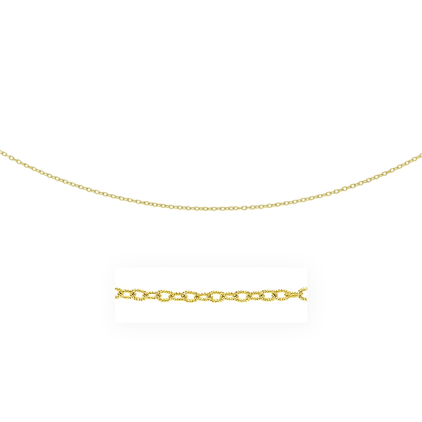 2.5mm 14k Yellow Gold Pendant Chain with Textured Links