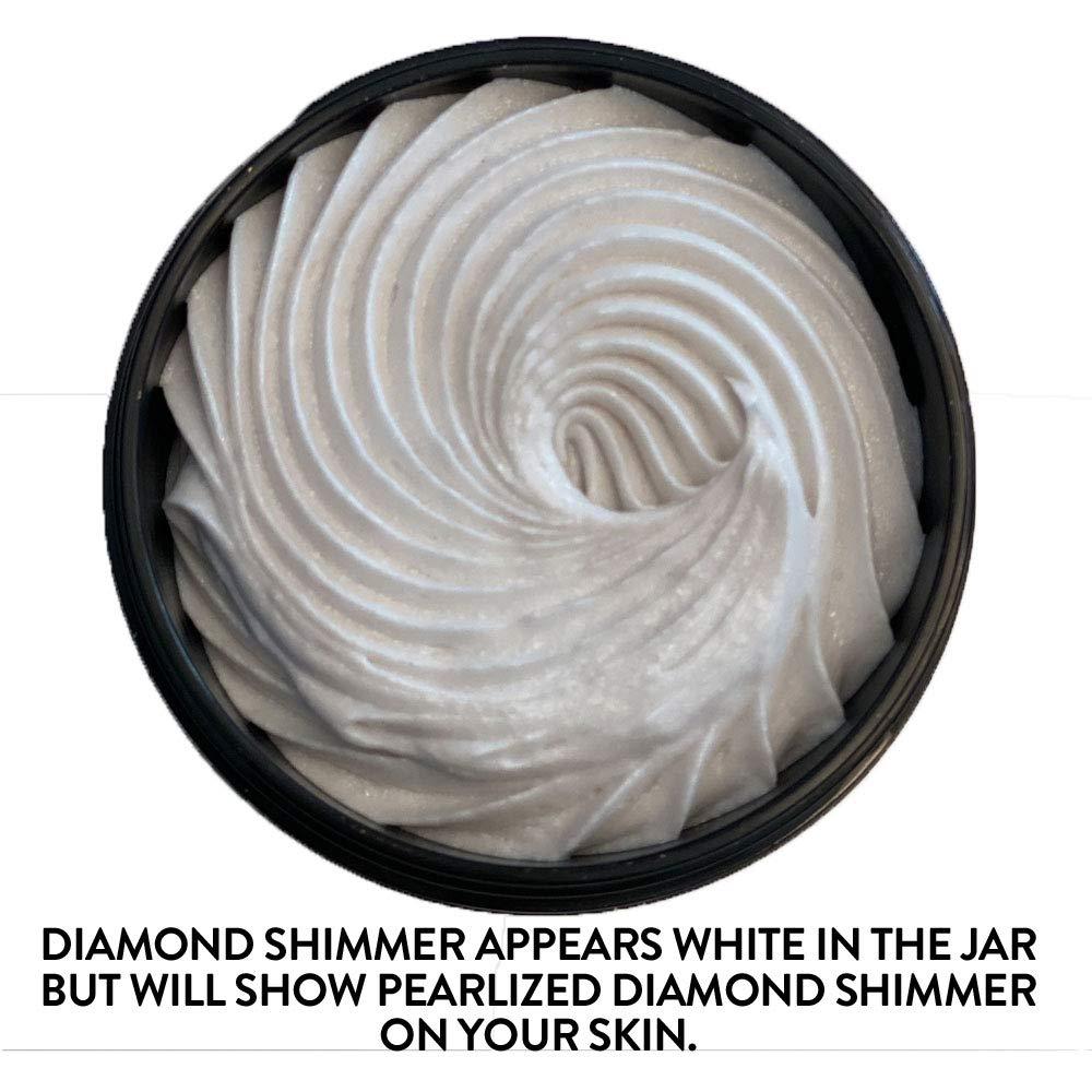Organic Whipped Body Butter   Subtle Level 1 Diamond Shimmer   Moisturizing & Nourishing Skincare with Natural Ingredients   Gentle Glow & Hydration for All Skin Types   4.0 oz