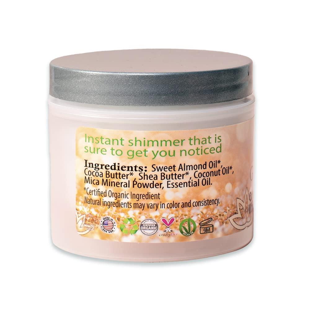 Organic Whipped Body Butter   Super Level 3 Rose Gold Body Shimmer   Moisturizing & Nourishing Skincare with Natural Ingredients   Deep Glow & Hydration for All Skin Types   4.0 oz