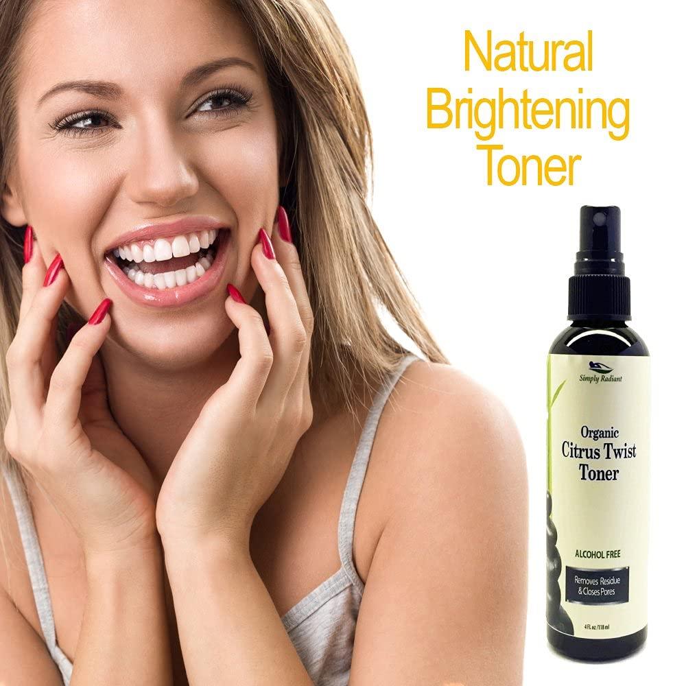 Organic Citrus Facial Toner with Rose Water Witch Hazel & Aloe Vera   Natural Astringent Closes Pores and Preps Skin