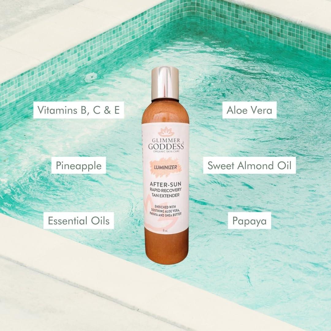 Organic After Sun Shimmer Lotion   Aloe Vera Pineapple Shea Butter Papaya   Soothing and Hydrating