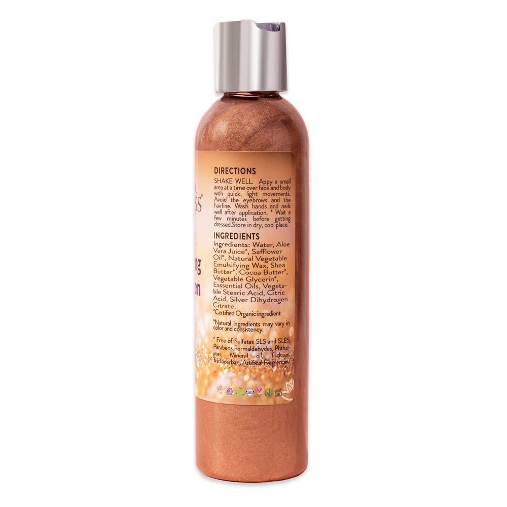 Organic Bronzer Body Lotion   Sexy Level 2 Bronze Body Shimmer 8 oz