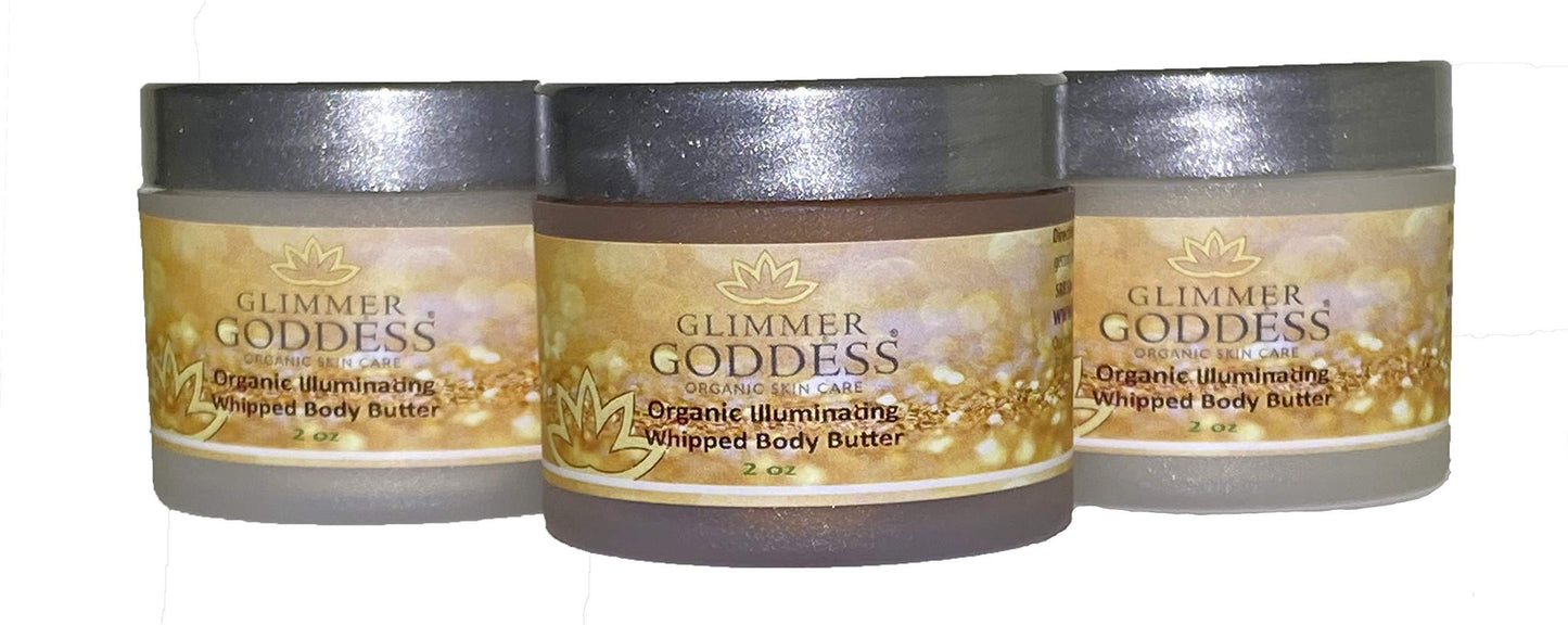 Organic Whipped Shea Body Shimmers Travel Size   Bronze Diamond & Gold Shimmer   Vegan Cruelty Free