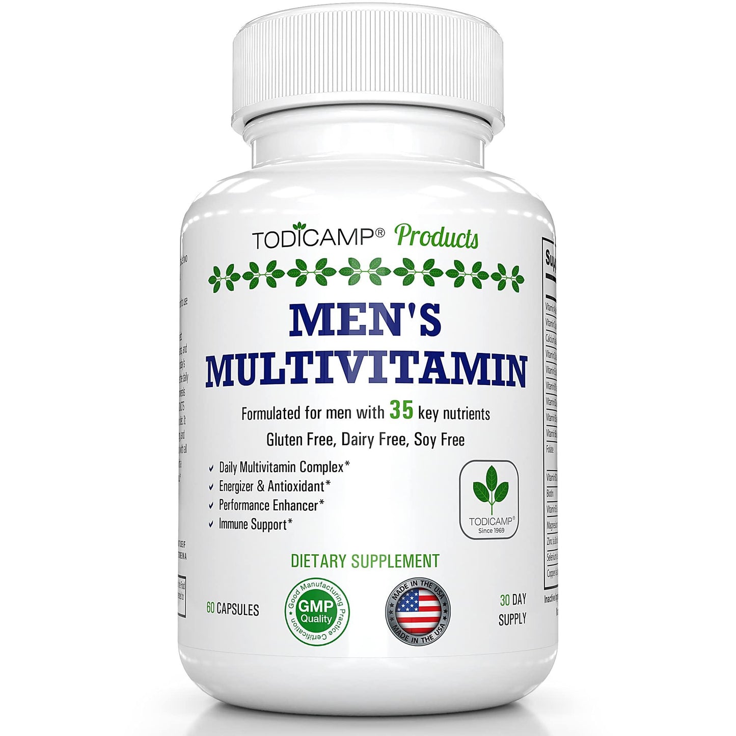 Men's Multivitamin & Mineral Complex with Plant Based Extracts   Multivitamin for Men Improves Overall Health Antioxidant & Natural Body Support   60 Capsules   30 Day Supply