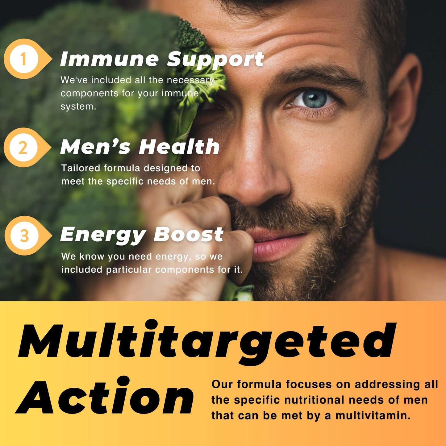 Men's Multivitamin & Mineral Complex with Plant Based Extracts   Multivitamin for Men Improves Overall Health Antioxidant & Natural Body Support   60 Capsules   30 Day Supply