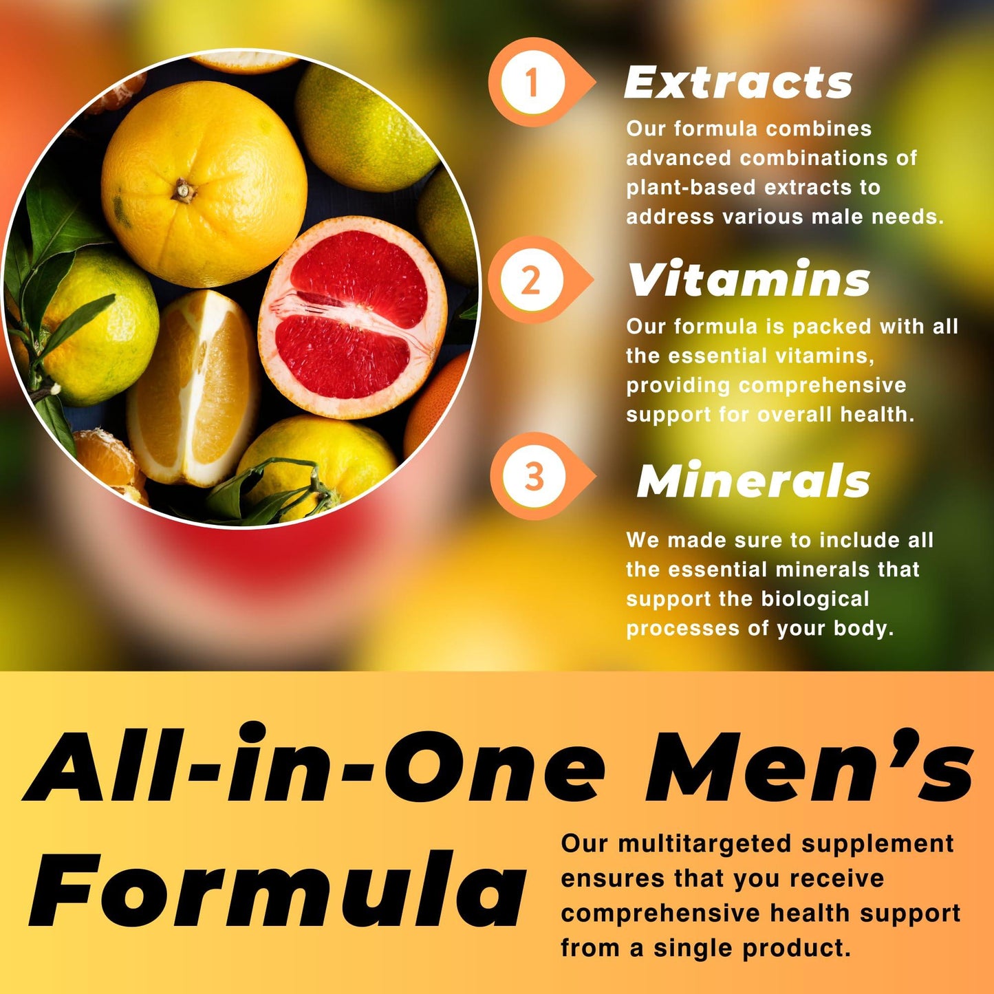 Men's Multivitamin & Mineral Complex with Plant Based Extracts   Multivitamin for Men Improves Overall Health Antioxidant & Natural Body Support   60 Capsules   30 Day Supply