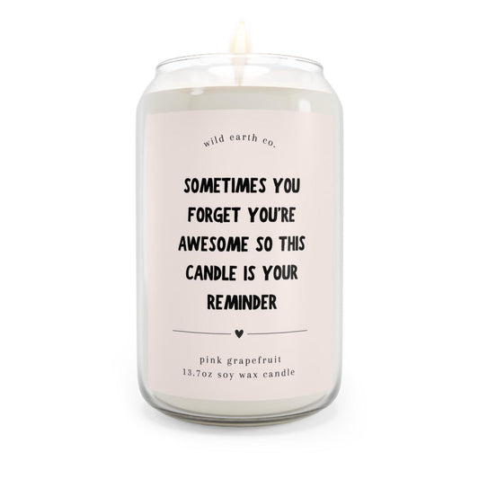 14oz Scented Candle Jar   Pink Grapefruit Soy Candle with You are Awesome Message 60 80 Hour Burn Inspirational Thank You Gift for Women Best Friend Wife or Mom | Graduation Gifts for Girls