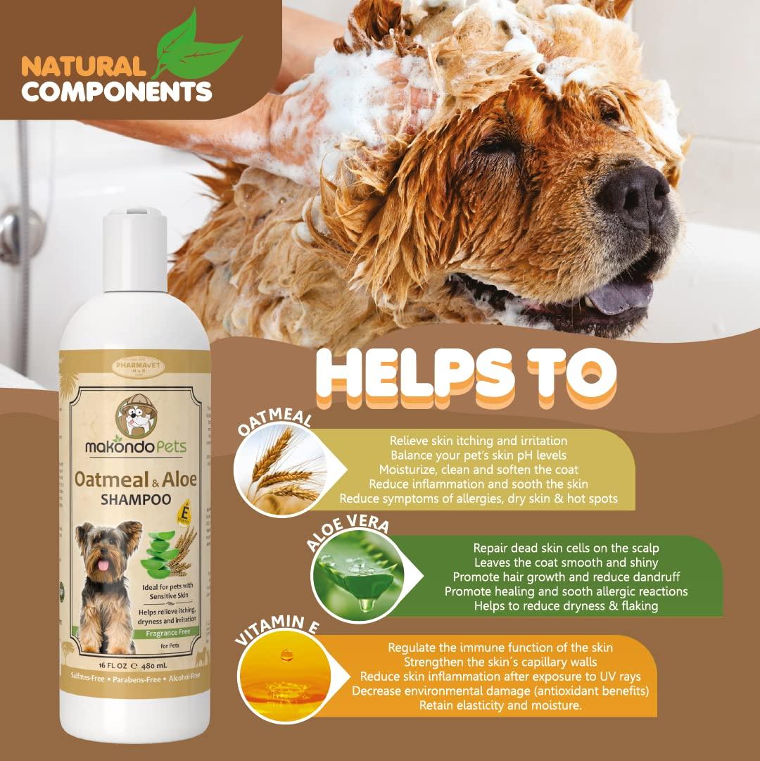 Oatmeal Shampoo for Dogs with Aloe Vera. Hypoallergenic Dog Shampoo for Allergies and Itching. Ideal Pet Shampoo for your Dog Grooming Supplies   Dog Bathing Supplies. Best Cat Shampoo & Puppy Shampoo