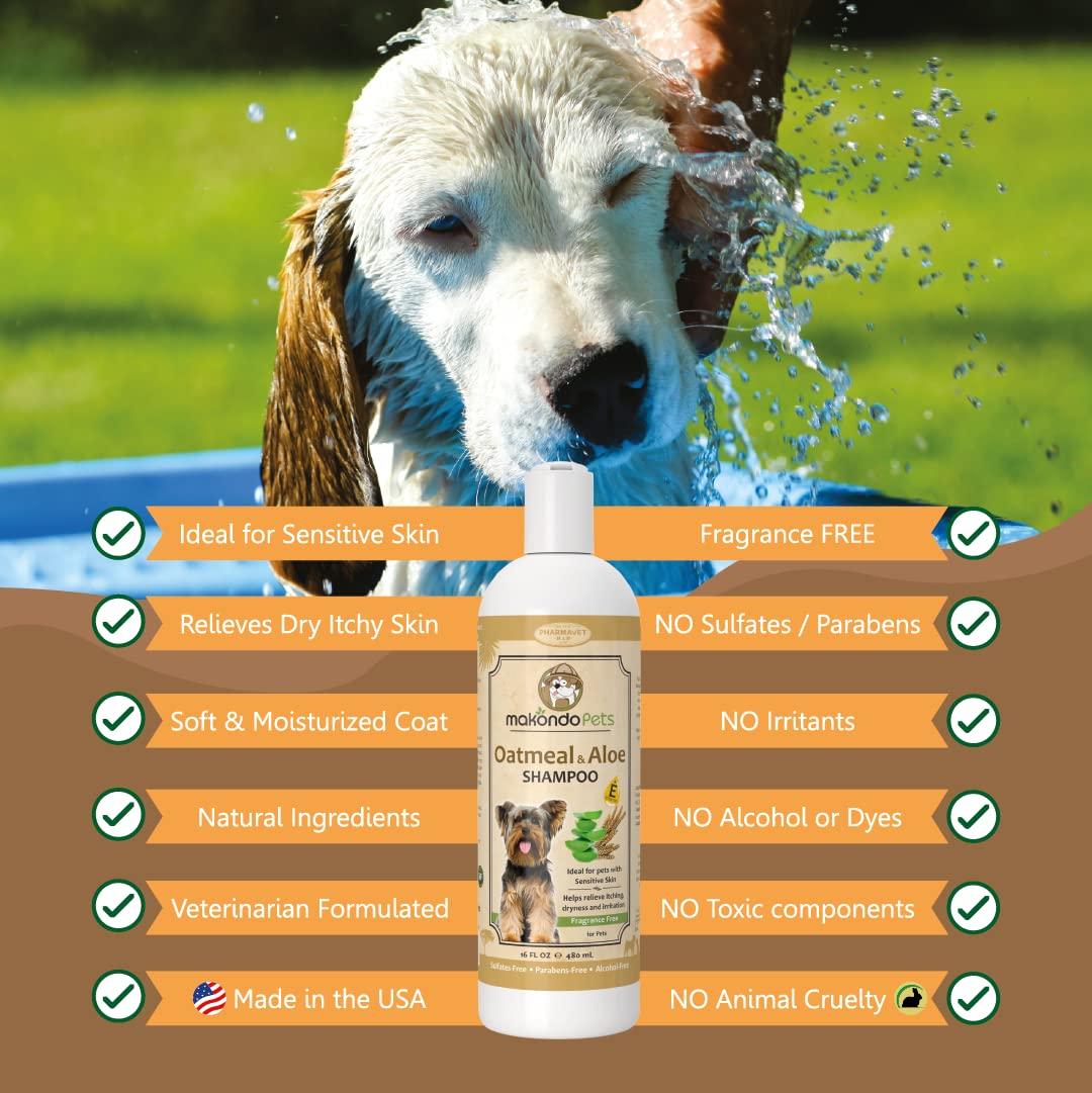 Oatmeal Shampoo for Dogs with Aloe Vera. Hypoallergenic Dog Shampoo for Allergies and Itching. Ideal Pet Shampoo for your Dog Grooming Supplies   Dog Bathing Supplies. Best Cat Shampoo & Puppy Shampoo
